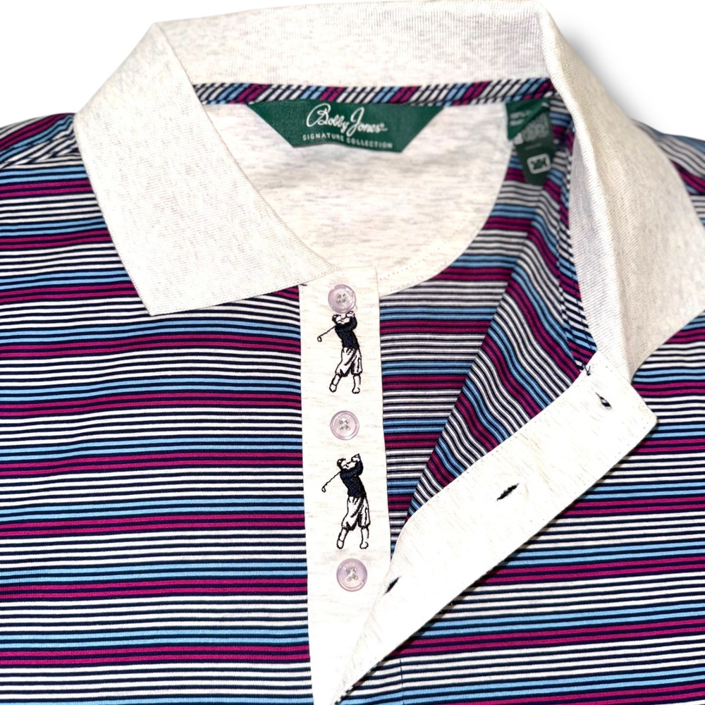 Bobby‎ Jones Polo Shirt Mens XL Multi Color Striped Cotton Golfcore BJ232434